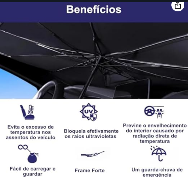 Protetor Solar Carro Para-brisa/ Repele Calor Protege Interior