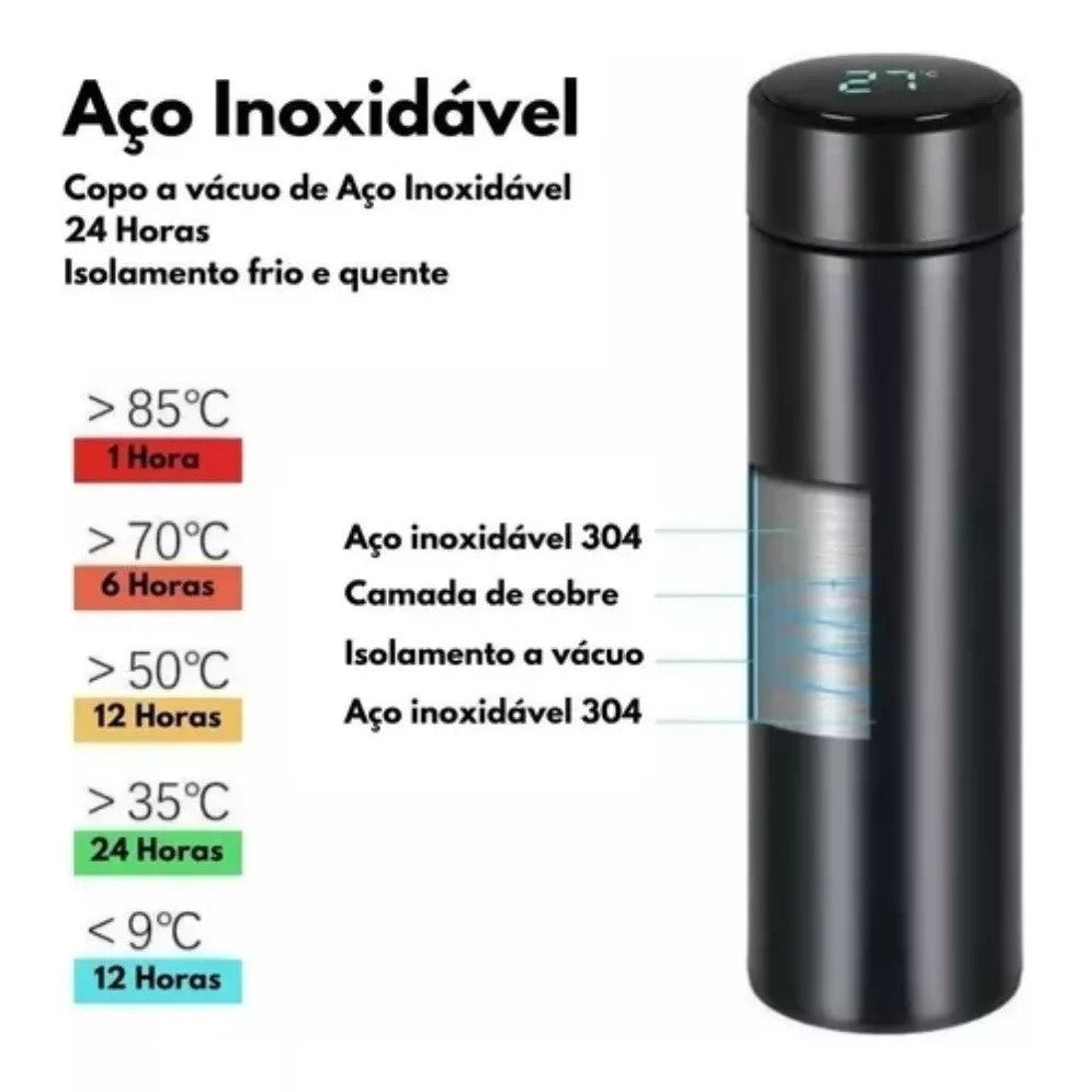 Garrafa Térmica Inox com Display LED Touch - (Personalizado)