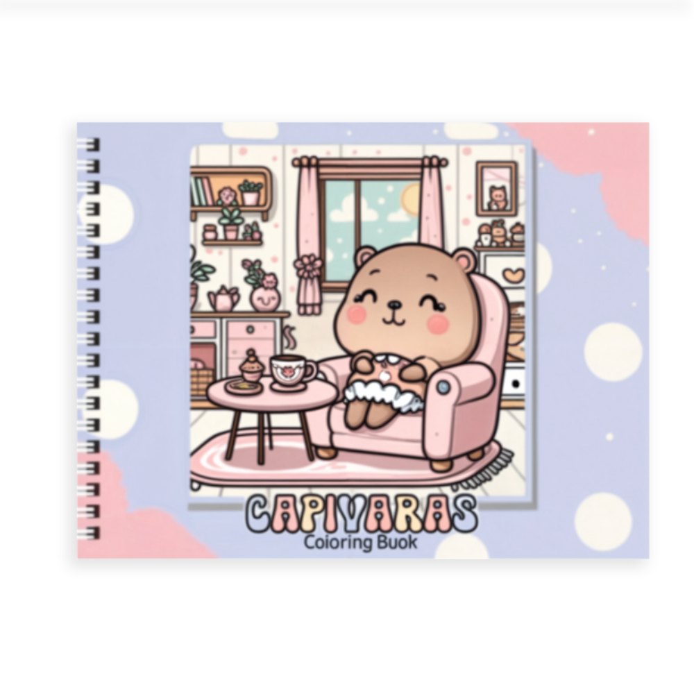 Kit Livro de Colorir + 48 Canetas Coloridas Capivaras Kids - Capivara Roxo Claro