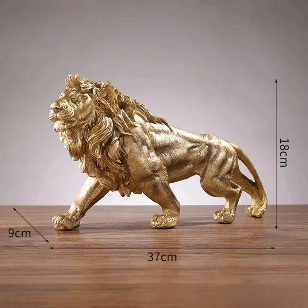 Estatueta Leão Dourado Decoração Ambiente Animal
