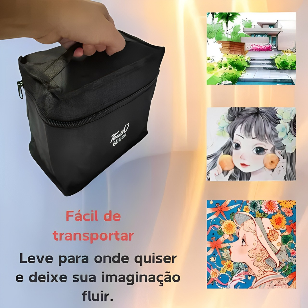 Kit Caneta Colorida Ponta Dupla 48Pçs com Estojo