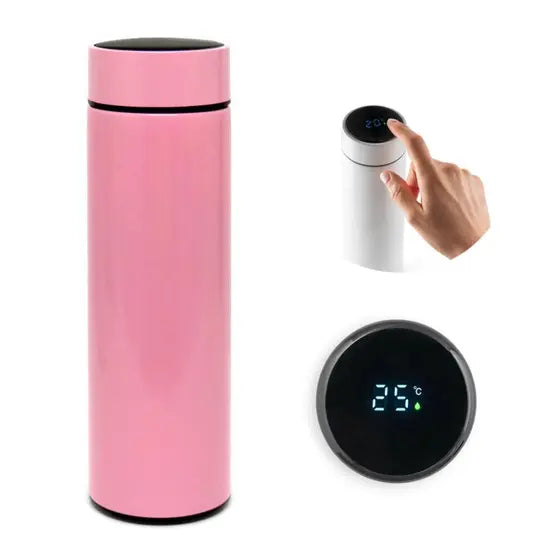 Personalizado - Garrafa Térmica com LED e Termômetro (500ml) - Rosa