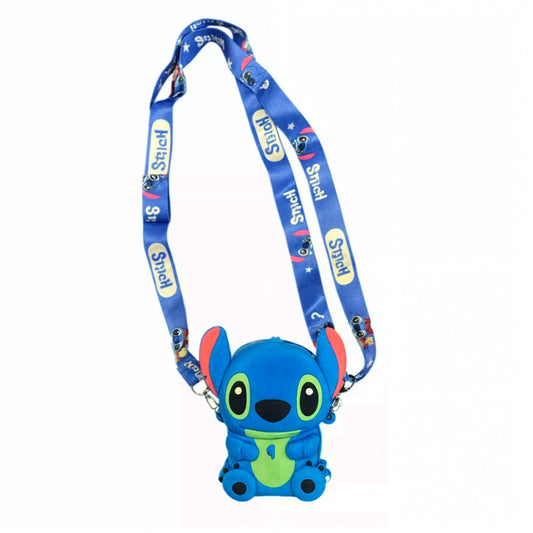 Bolsa Infantil Stitch / Transversal Silicone Carteira c/ Alça - Azul / Rosa