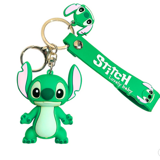 Stitch Chaveiro Kids / Pingente Animação Premium Emborrachado Kids Verde
