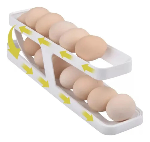 🥚 Porta Ovos Organizador de Geladeira com Escorregador – 2 Andares para 15 Ovos