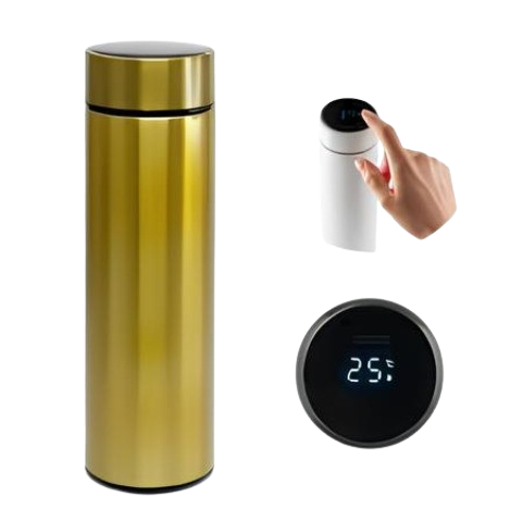 Garrafa Térmica Inteligente com LED e Termômetro Digital – 500ml - Dourado