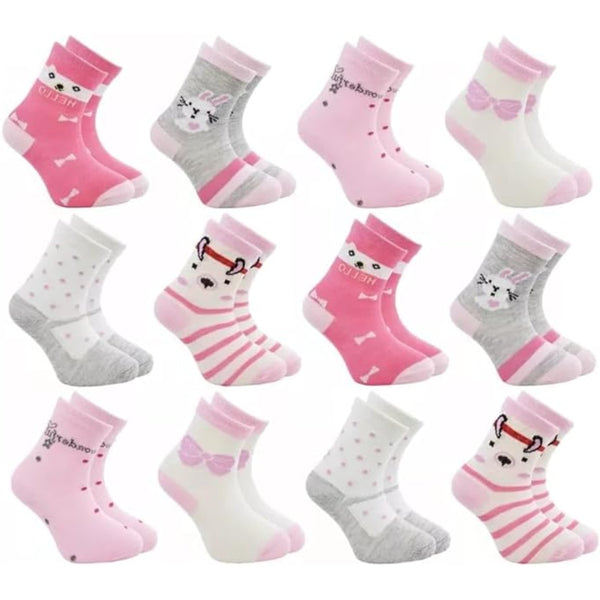 Conjunto de 6 Meias Infantis Femininas – Coloridas, Confortáveis e Duráveis