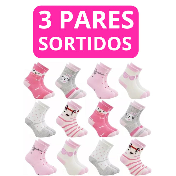 Conjunto de 6 Meias Infantis Femininas – Coloridas, Confortáveis e Duráveis