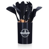 12-Piece Silicone Kitchen Utensil Set with Wooden Handles