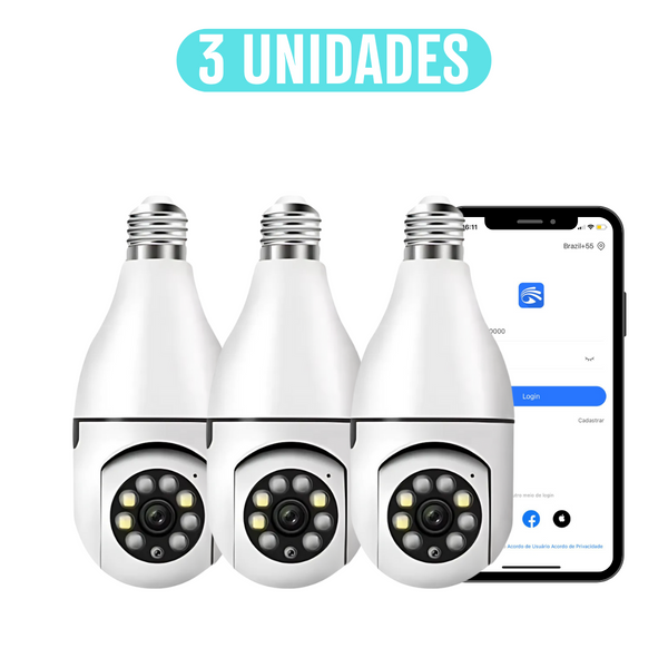 🛡️ Câmera Lâmpada de Segurança 360° Wi-Fi Full HD – Monitoramento Inteligente e Discreto