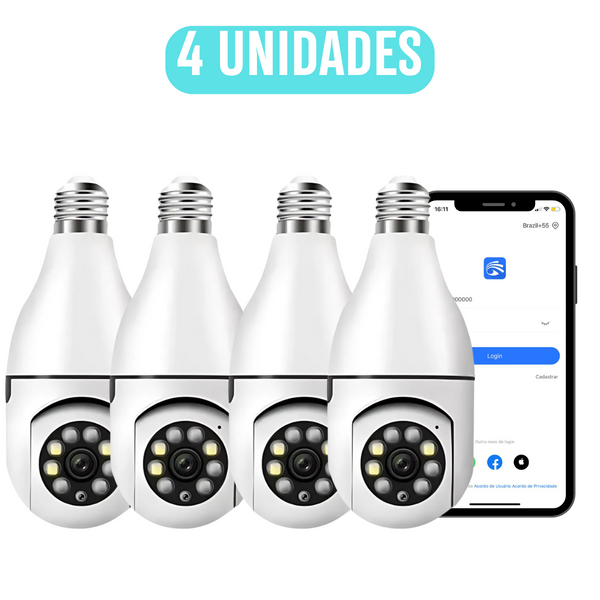 🛡️ Câmera Lâmpada de Segurança 360° Wi-Fi Full HD – Monitoramento Inteligente e Discreto