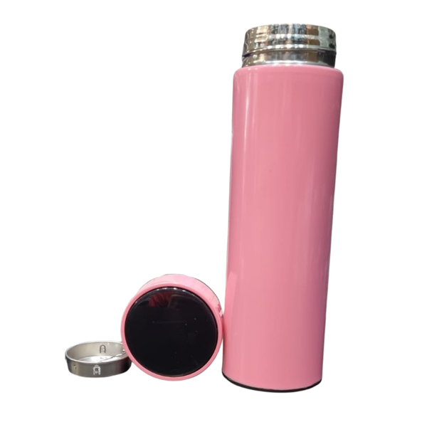 Personalizado - Garrafa Térmica com LED e Termômetro (500ml) - Rosa