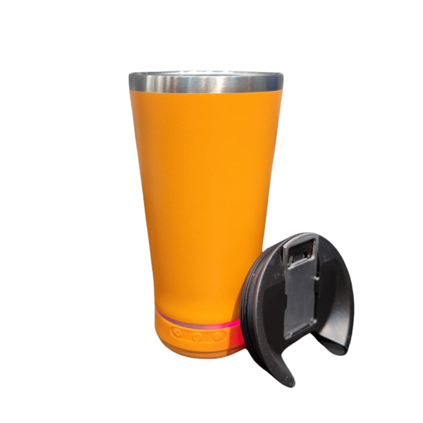 🥤 Copo Térmico Inox com Tampa e Abridor (473ml) – Com Bluetooth e Som Integrado 🎶
