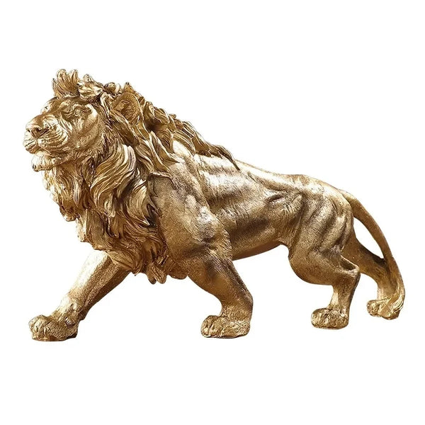 Estatueta Leão Dourado Decoração Ambiente Animal