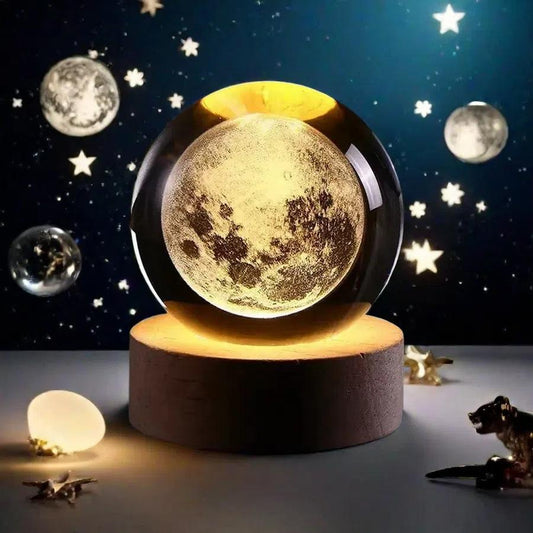 Bola de Cristal 3D Luz Noturna - Mesa de Cabeceira Decoração