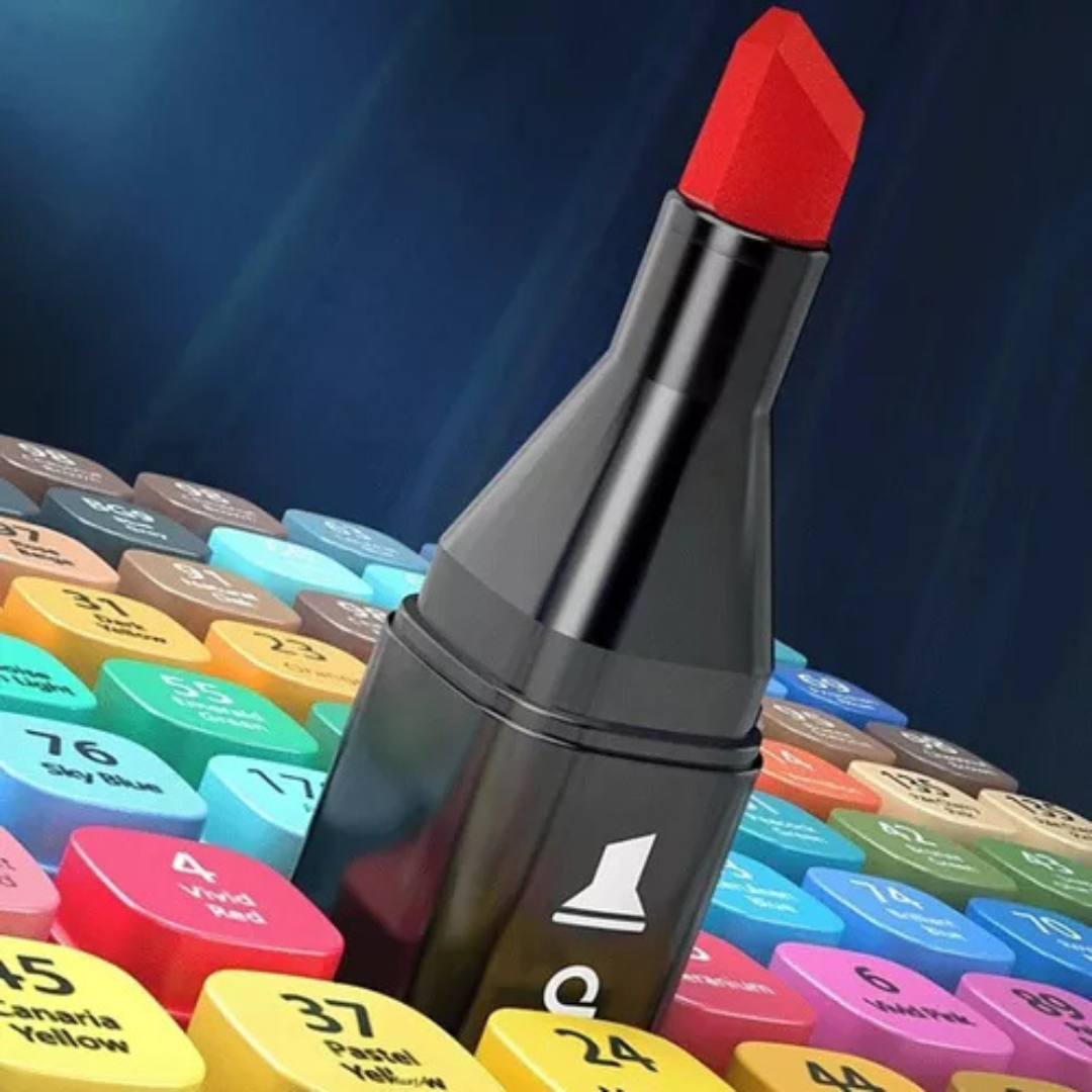 Kit Caneta Colorida Ponta Dupla 48Pçs com Estojo