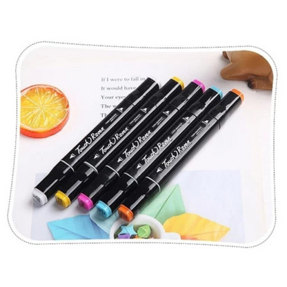 Kit Caneta Colorida Ponta Dupla 48Pçs com Estojo