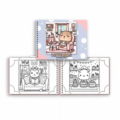 Kit Livro de Colorir + 48 Canetas Coloridas Capivaras Kids - Capivara Roxo Claro