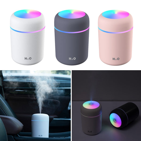 AirFresh Mini/ Mini Umidificador De Ar Portátil Com Lâmpada Noturna LED E Cabo USB - 300 ML